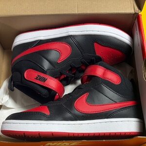 Nike Black and Red High-Top Shoes